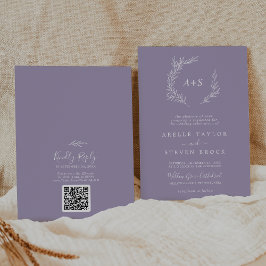 Mindestleaf | Lavender Monogram QR Code Wedding Einladung