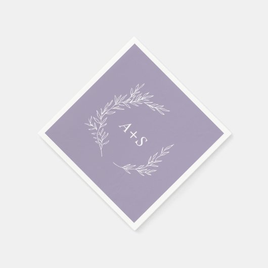 Mindestleaf | Lavender Monogram Wedding Napkins Serviette (Ecke)