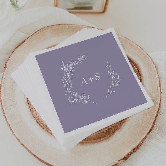 Mindestleaf | Lavender Monogram Wedding Napkins Serviette