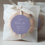 Mindestleaf | Lavender Vielen Dank für den Sticker<br><div class="desc">Diese minimalen Blätter-Lavendel danke Ihnen Gastgeschenk Hochzeit Aufkleber sind perfekt für einen boho Hochzeitsempfang. Die Silhouette ist schlicht und besteht aus grünen Blättern in pastellfarbenen Lilien, lila mit minimalistischem böhmischen Gartenstil. Personalisieren Sie die Aufkleber mit Ihren Namen, dem Ereignis (falls zutreffend) und dem Datum. Diese Aufkleber können für Hochzeitsempfang, Brautparty...</div>