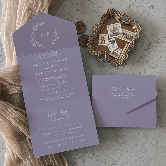 Mindestleaf | Lavender Wedding All In One Einladung