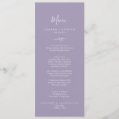 Mindestleaf | Lavender Wedding Dinner Menu Menükarte (Vorderseite)