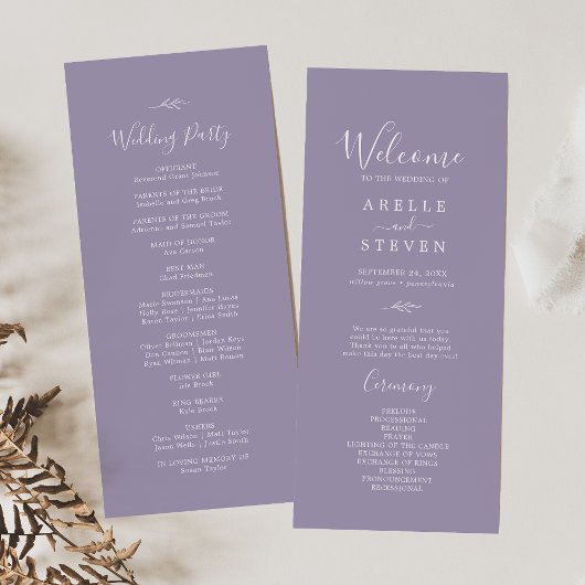 Mindestleaf | Lavender Wedding Program Programm