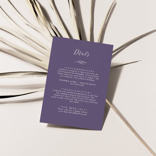 Mindestleaf | Lila Angaben Begleitkarte