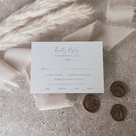 Mindestleaf | Lila RSVP-Karte für Dusty RSVP Karte