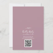 Mindestleaf | Mauve Monogram QR Code Wedding Einladung (Rückseite)
