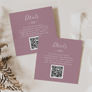 Mindestleaf   Mauve QR Code Wedding Details Begleitkarte