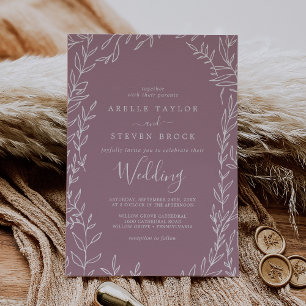Mindestleaf   Mauve Wedding Einladung