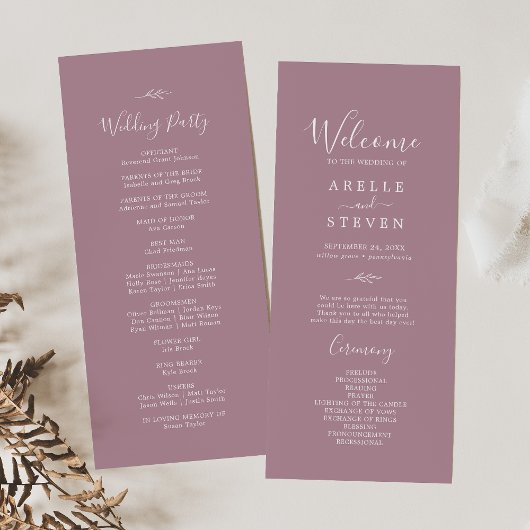 Mindestleaf | Mauve Wedding Program Programm
