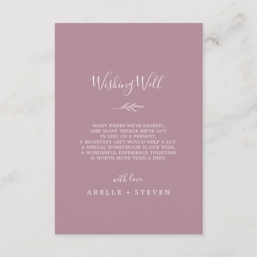 Mindestleaf | Mauve Wedding will gut Begleitkarte (Vorderseite)