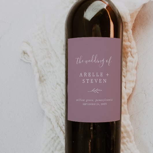 Mindestleaf | Mauve Wedding Wine Label Weinetikett
