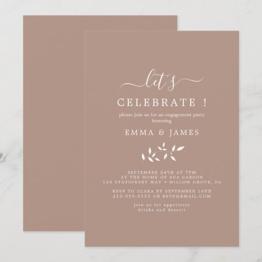 Mindestleaf | Neutral "Feiern wir" Einladung (Vorne/Hinten)