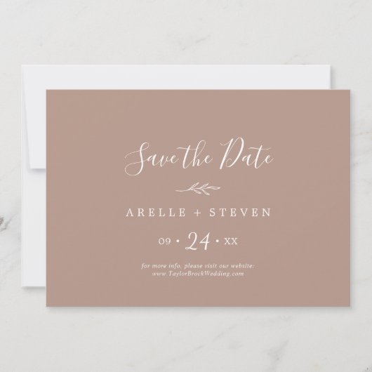 Mindestleaf | Neutral horizontal Save the Date (Vorderseite)