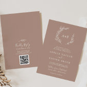 Mindestleaf | Neutral Monogram QR Code Wedding Einladung