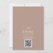Mindestleaf | Neutral Monogram QR Code Wedding Einladung (Rückseite)