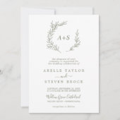 Mindestleaf | Olive Green All in one Wedding Einladung (Vorderseite)