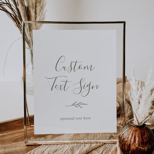 Mindestleaf | Olive Green Custom Text Sign Poster