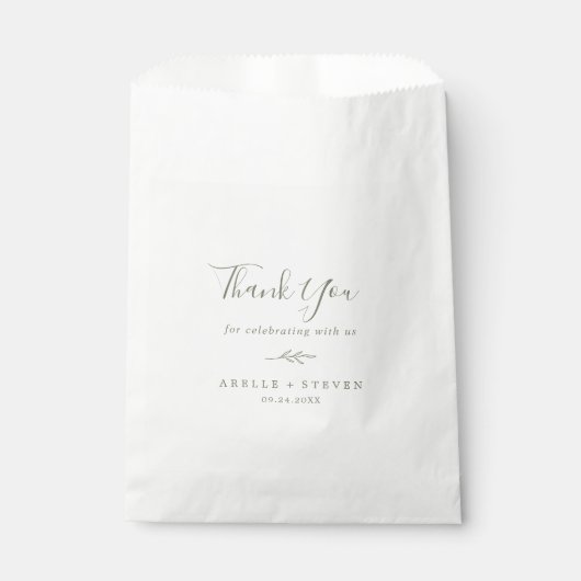 Mindestleaf | Olive Green Danke für Hochzeit Geschenktütchen (Vorderseite)