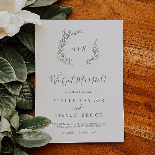 Mindestleaf | Olive Green Elopement Ankündigung