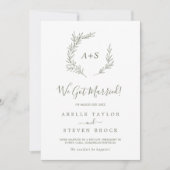 Mindestleaf | Olive Green Elopement Ankündigung (Vorderseite)