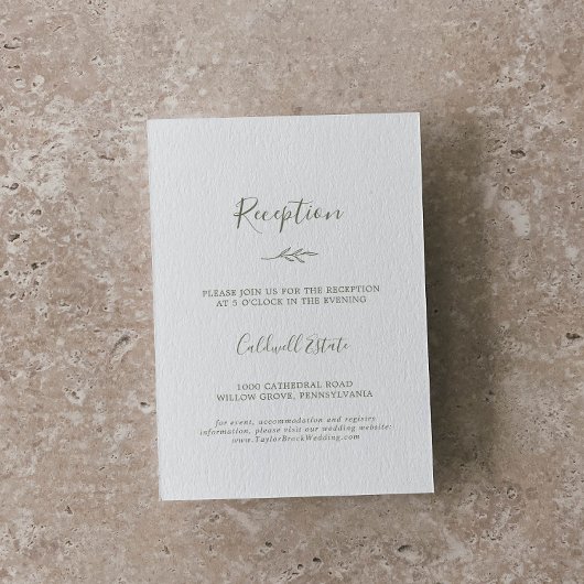 Mindestleaf | Olive Green Empfang Begleitkarte