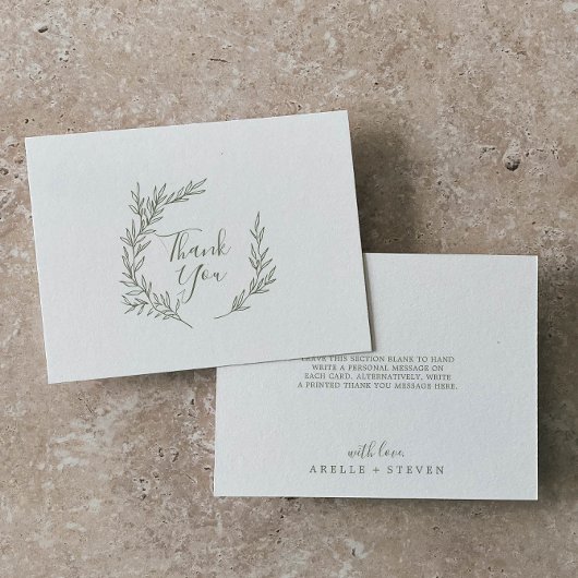 Mindestleaf | Olive Green Flat Dankeschön Karte