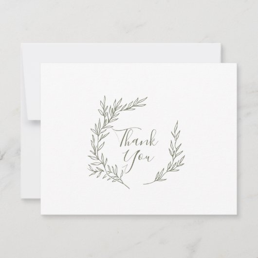 Mindestleaf | Olive Green Flat Dankeschön Karte (Vorderseite)