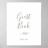 Mindestleaf | Olive Green Guest Book Poster (Vorne)