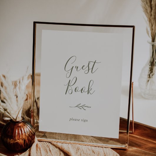 Mindestleaf | Olive Green Guest Book Poster