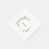 Mindestleaf | Olive Green Monogram Wedding Serviette (Ecke)