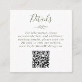 Mindestleaf | Olive Green QR Code Wedding Details Begleitkarte (Vorderseite)
