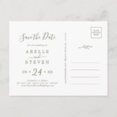 Mindestleaf | Olive Green Save the Date Einladungspostkarte (Rückseite)