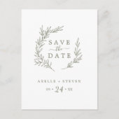 Mindestleaf | Olive Green Save the Date Einladungspostkarte (Vorderseite)