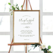 Mindestleaf | Olive Green Unplugony Zeremony Sign Poster