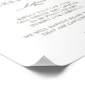 Mindestleaf | Olive Green Unplugony Zeremony Sign Poster (Ecke)