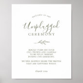 Mindestleaf | Olive Green Unplugony Zeremony Sign Poster (Vorne)