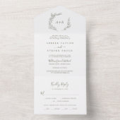 Mindestleaf | Olive Green Wedding All In One Einladung (Innen Boden)
