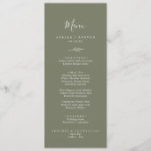 Mindestleaf | Olive Green Wedding Dinner Menu Menükarte (Vorderseite)