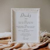 Mindestleaf | Olive Green Wedding Drink Menu Sign Poster