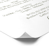 Mindestleaf | Olive Green Wedding Drink Menu Sign Poster (Ecke)