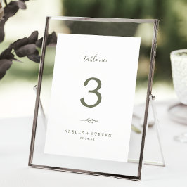 Mindestleaf | Olive Green Wedding Tischnummer