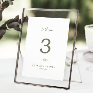 Mindestleaf   Olive Green Wedding Tischnummer