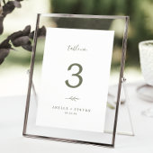 Mindestleaf | Olive Green Wedding Tischnummer