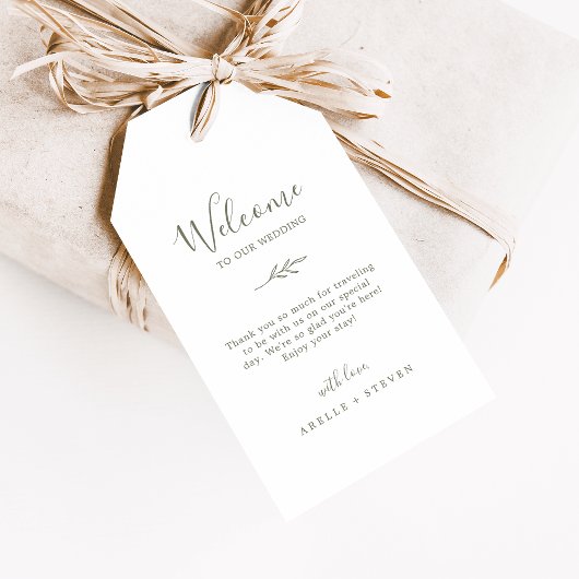 Mindestleaf | Olive Green Wedding Welcome Geschenkanhänger