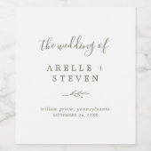 Mindestleaf | Olive Green Wedding Wine Label Weinetikett (Einzelnes Label)