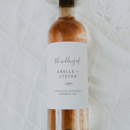 Mindestleaf | Olive Green Wedding Wine Label Weinetikett