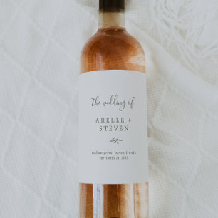 Mindestleaf   Olive Green Wedding Wine Label Weinetikett