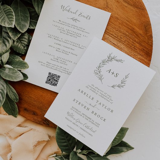 Mindestleaf | Olive Green Weekend Events Hochzeit Einladung