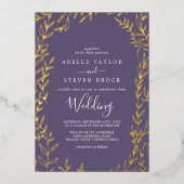 Mindestleaf | PflaumenHochzeit und Hochzeit von Go Folieneinladung (Vorderseite)