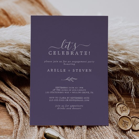 Mindestleaf | Plum Lila Let's Celebrate Einladung